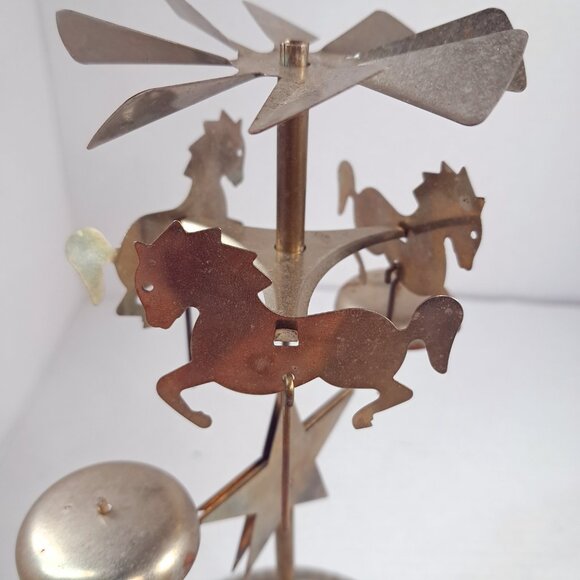 Vintage Swedish Christmas Candle holder brass party Chimes horses star spinner - Picture 7 of 12